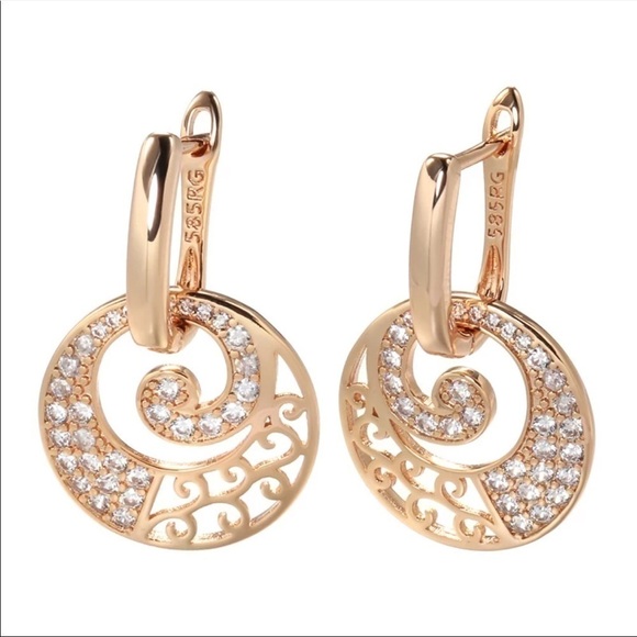 ⭐️ SPECTACULAR Unique Micro Pave Round Drop Earrings - Picture 8 of 11